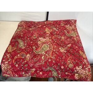 Pottery Barn Anibel Floral Paisley quilted Euro Sham Pillow Cover RED provencial